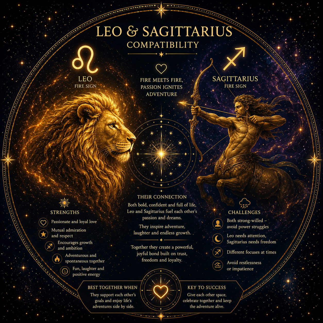 Leo and Sagittarius